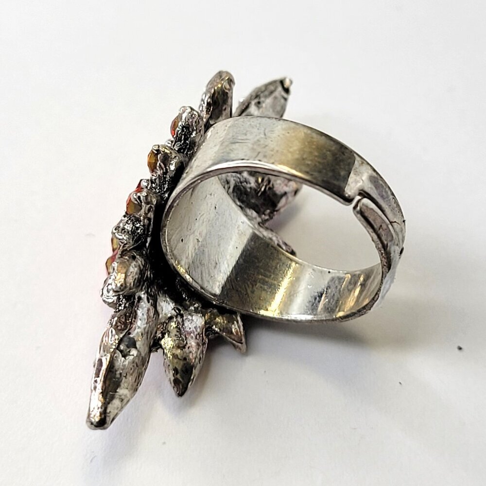 Red Rhinestone Adjustable Ring - Picture 6 of 7